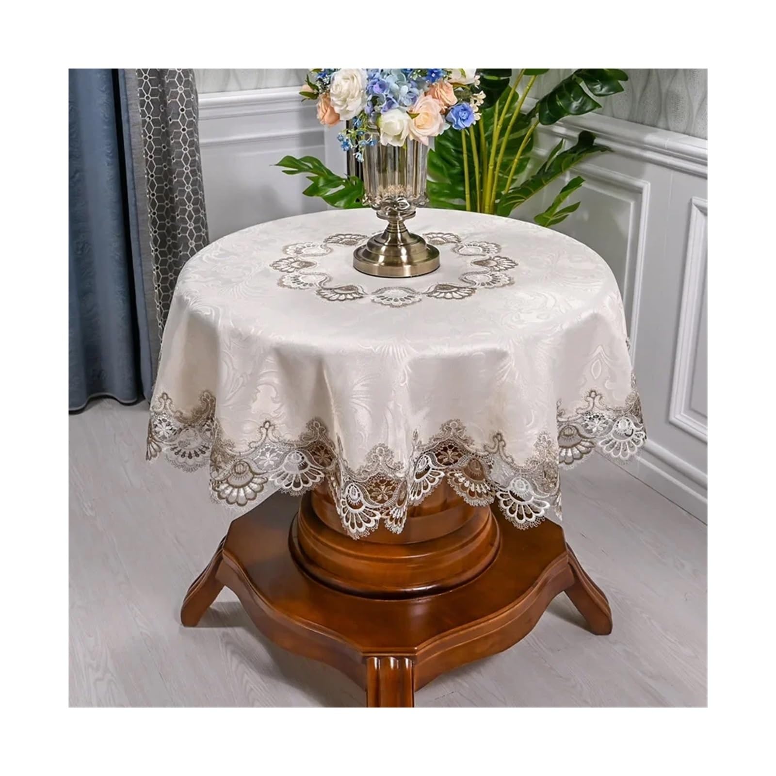SHENJMAI Vintage Lace Table Table Cloth For Round Lace Tablecloth Dining Cover Embroidered Mat Dust(Color6,Diameter 175cm Round)