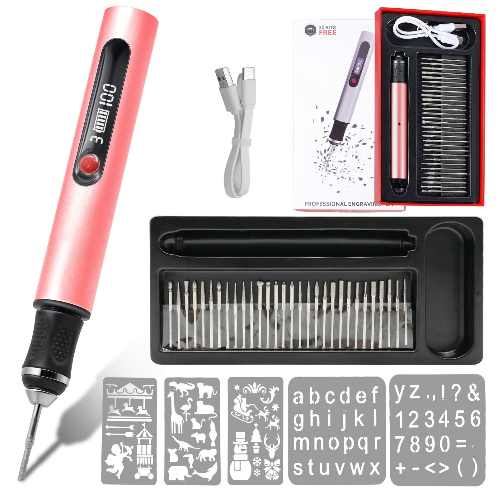 Graveur portable sans fil à 3 vitesses et 25000 tr/min pour gravure de précision