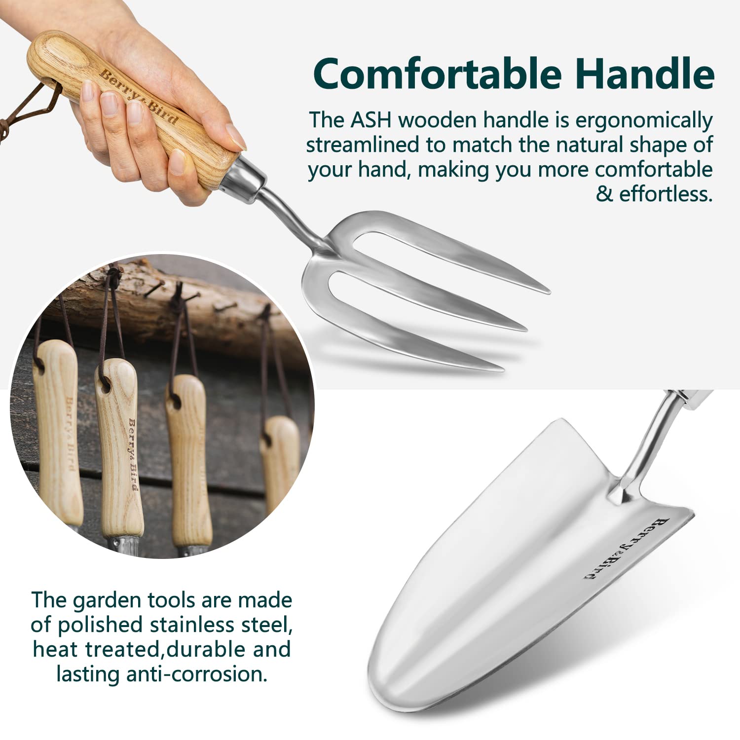 Berry&Bird Garden Tool Set - 3 Piece Stainless Steel -2