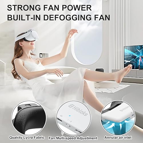 Miniatura 2 de Hibloks Quest 2 Fan Cooling Mask for MetaOculus Quest 2 Accessories, Circulated Ventilation Eliminates Glasses Fogging Defogger (Soft Lycra Cotton
