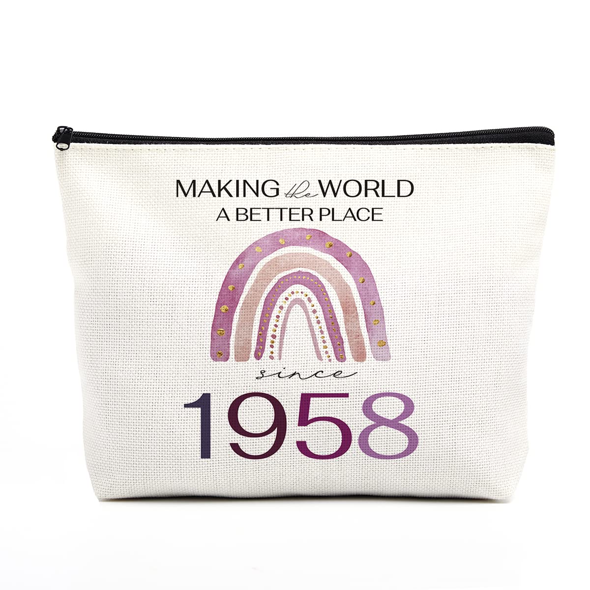 56. Geburtstag Geschenk Für Frauen – Doppelseitig Bedruckte Kosmetiktasche Aus Leinen, Wasserdicht, Mit Reißverschluss (Design: Rainhow)