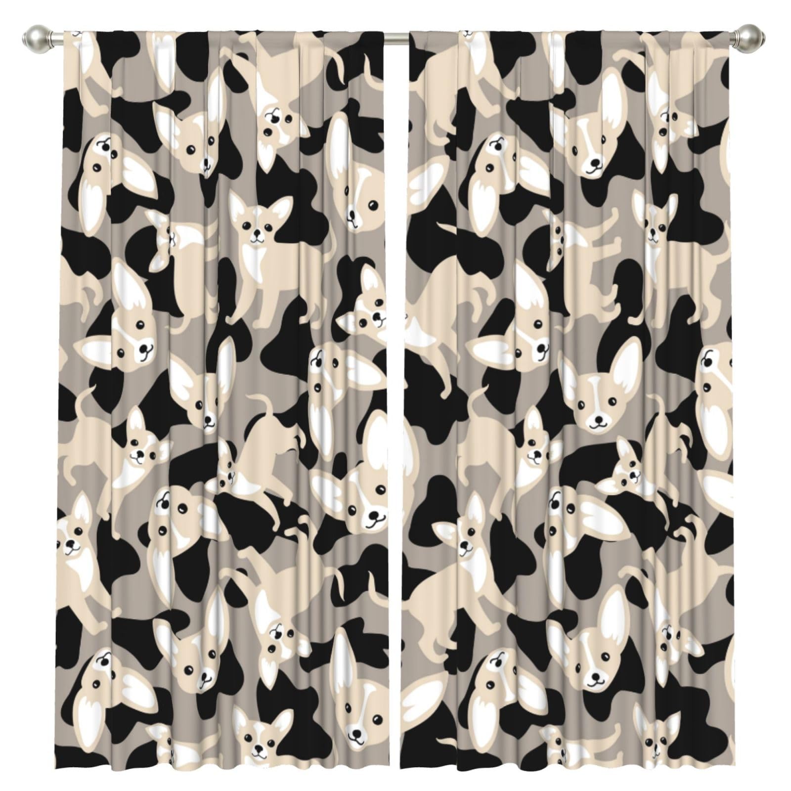 InOmak Chihuahua Dog, 2 Panels Window Curtains 52 x 84 Inch Blackout Curtains for Living Room Bedroom