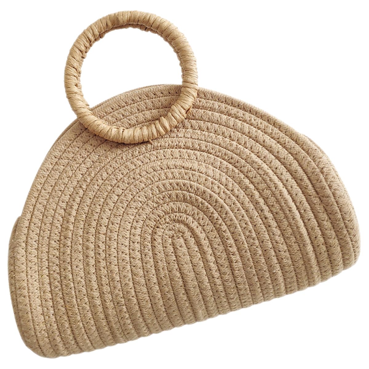 Borsa Tote Intrecciata in Corda di Cotone Grande Capacità, Design Rustico e Delicata Trama Intrecciata, la Spiaggia