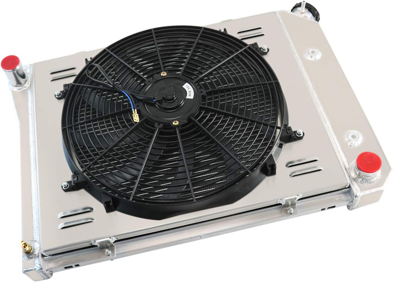 ALLOYWORKS 3 Row Core Aluminum Radiator+Shroud Fan+Relay For 1968-1974 Chevy Nova / 1980-1987 Oldsmobile Cutlass / 1981-1986 Buick Regal