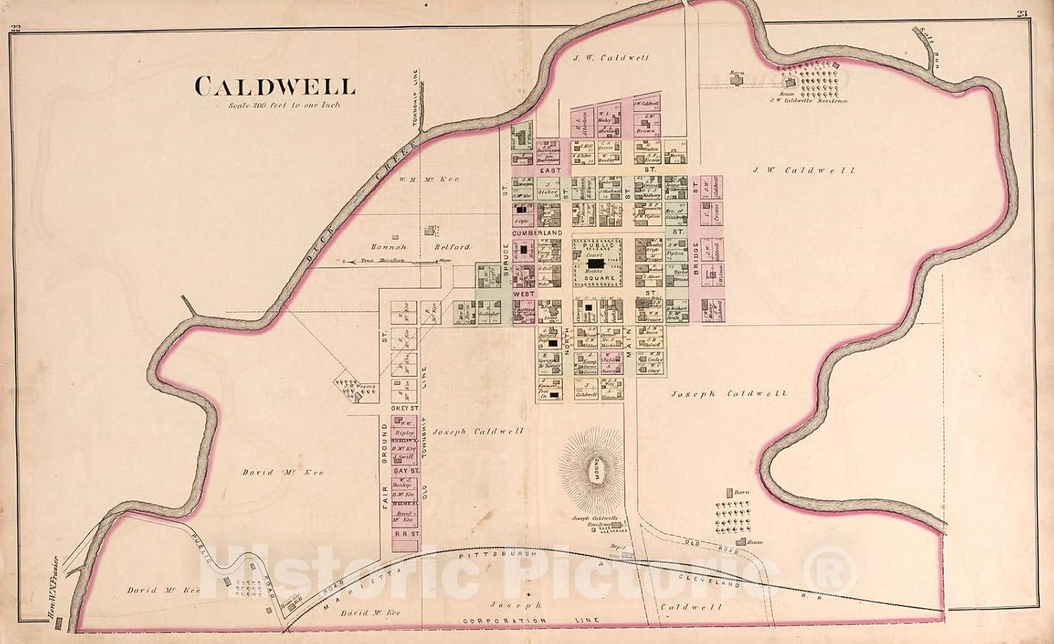 Historic 1876 Wall Map Illustrated Atlas of Noble County