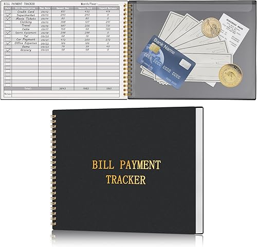HAUTOCO Cuaderno Rastreador de Facturas Organizador Mensual de Pagos de Facturas para Presupuesto Personal y Finanzas del Hogar con 2 Bolsillos de
