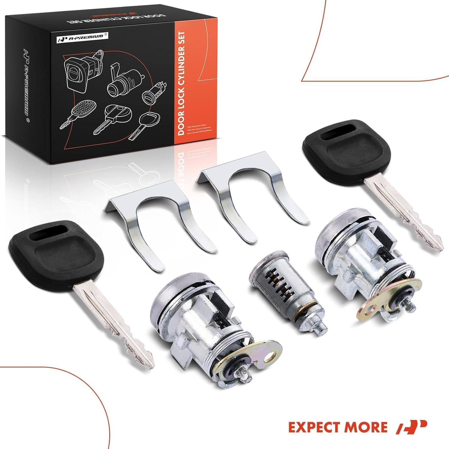 A-Premium Ignition & Door Lock Cylinder Kit with Keys Compatible with Freightliner Cascadia 2008-2017, M2 100 2002-2006, M2 106 2002-2017, M2 112 2003-2017, Replace# A2263159000, A2263159041