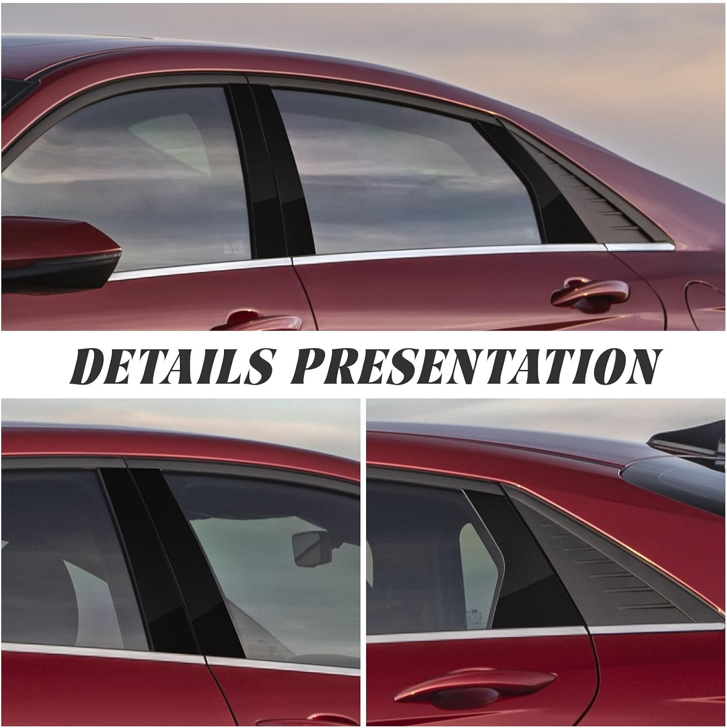 Bilisin Door Window Pillar Posts Trim Compatible with Elantra 2021-2024 Exterior Accessories,6Pcs Door Pillar Moldings Stickers Set Decoration(Glossy Black)