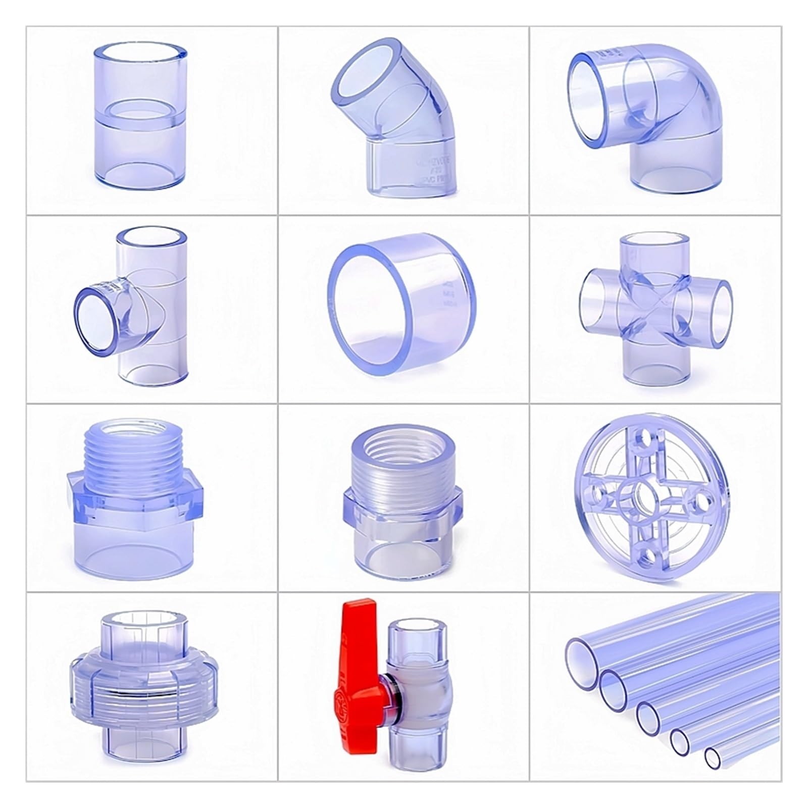 20~63mm Blu Trasparente UPVC Connettori for tubi Acquario Serbatoio di pesce Tubo drenaggio Raccordi rapidi irrigazione da giardino Valvola comune Adatto per tubi da piscina(Cross,50mm (1PC))