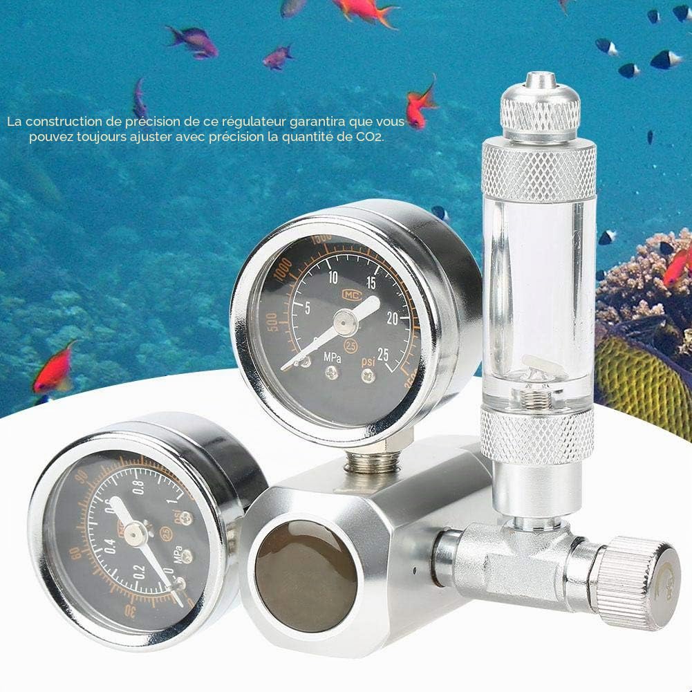 Régulateur de CO2 pour Aquarium Doseur de CO2 pour Aquarium Double de CO2 pour système aquatique à pression réglable avec comptables et clapet anti-retour(W21.8)
