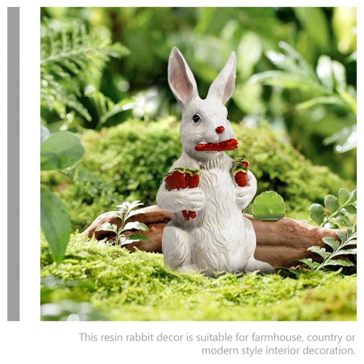 Housoutil Statue et Lapin ou Décoration en Résine de Blanche Élégant Style Campagne Moderne Charmant de Table, Ornement Extérieur Balcon ou Bureau