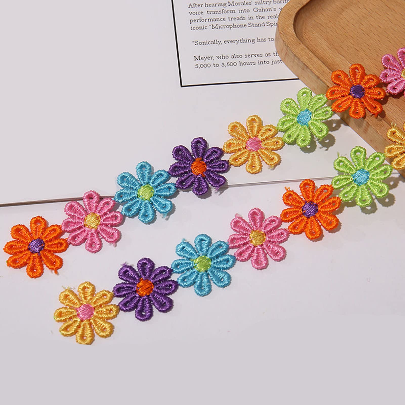 Nastro Margherita Ricamato | 7.5 Metri | Decorazione Floreale | Per Abbigliamento E Regali - Foto 2