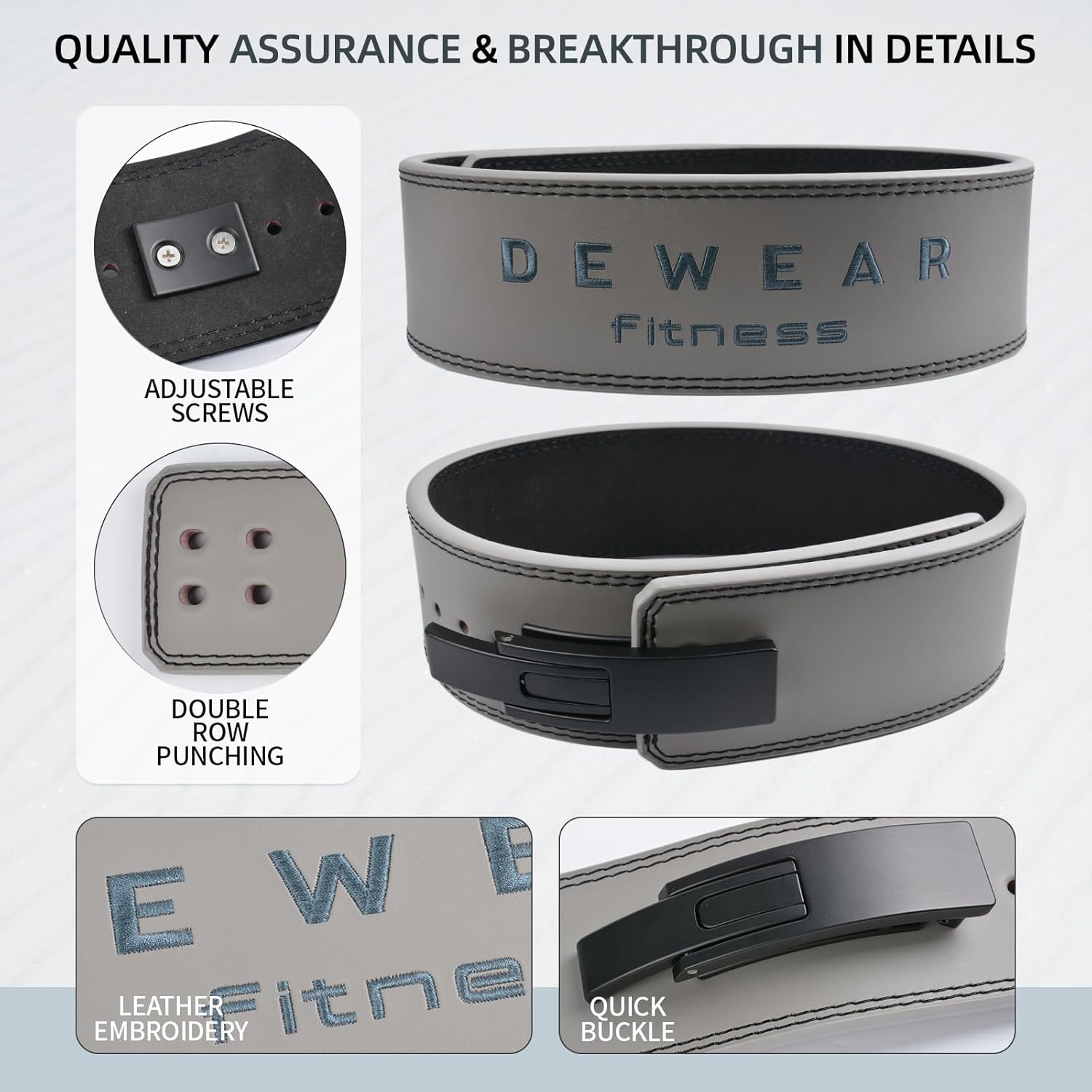 Genuine Leather Weight Lifting Belt with Lever Buckle, 10mm Thick 4" Leather Lumbar Back Support, Gym Belts Ideal for Training, Weightlifting, Bodybuilding, Squats and Deadlifts