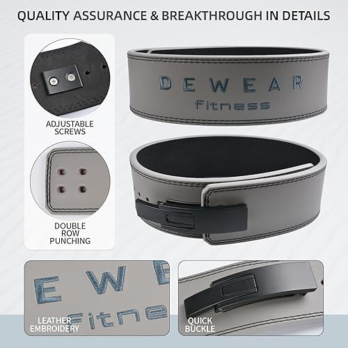 Miniatura 4 de Cinturón de levantamiento de pesas de cuero genuino con hebilla de palanca, soporte lumbar de cuero de 4 pulgadas de grosor, cinturones de gimnasio