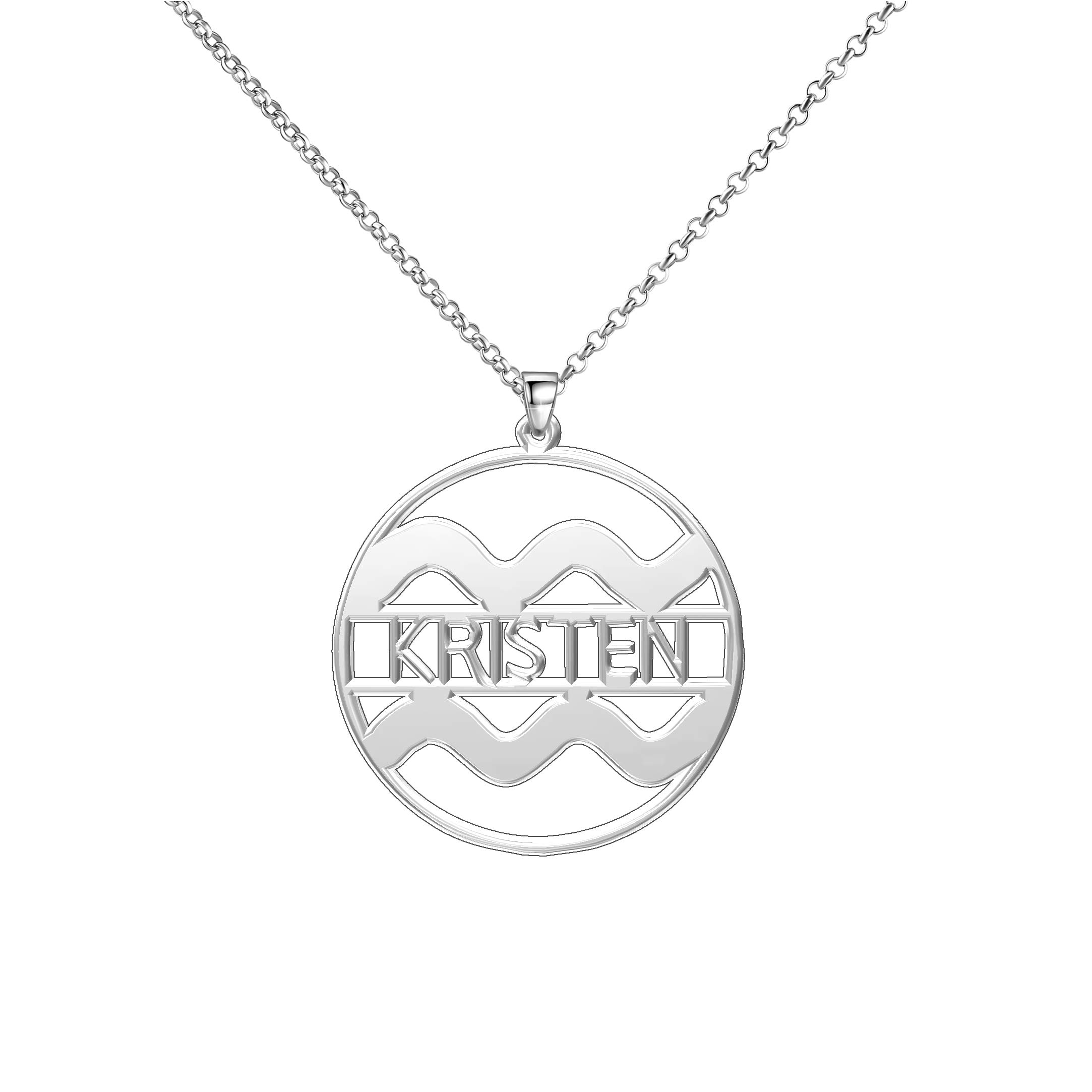 LoEnMe Jewelry Sterling Silver Zodiac Signs Aquarius Customized 12 Constellations Name Necklace Gift