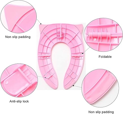 Miniatura 6 de Funda de asiento de entrenamiento para inodoro, asiento de inodoro de viaje, almohadillas de silicona antideslizantes plegables, portátil de viaje,