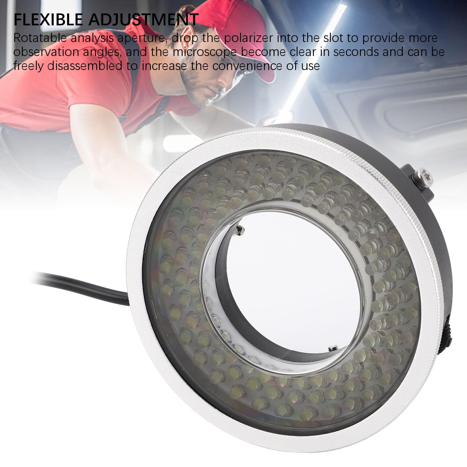 Luce per Microscopio Polarizzata, Illuminatore LED per Microscopio con Luce Regolabile a 96 LED Luminosi USB con Apertura Ruotabile, Lampada per Microscopio per L'industria