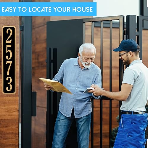 Vista 82 de Placa de dirección de metal personalizada, letreros de números para placa de pared de casa, letrero de dirección de nombre de calle, números de casa