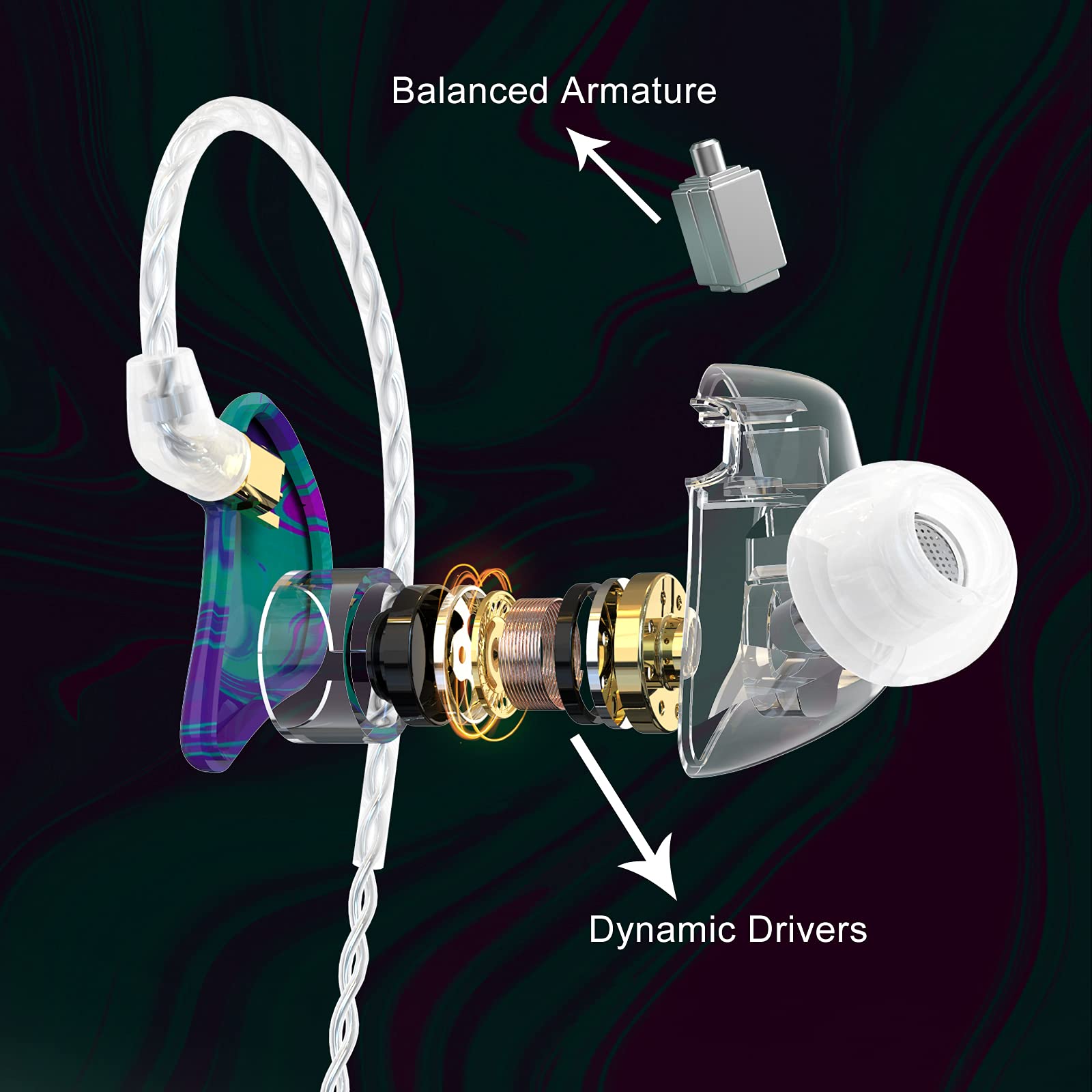BASN MMCX Triple Driver IEM Earphones with Detachable Cables - Dettaglio
