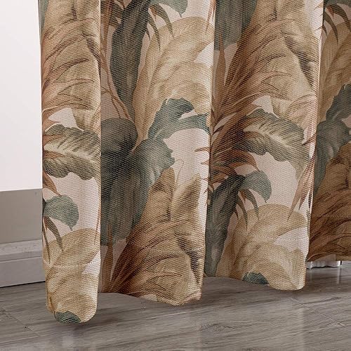 Vista 16 de Autumn Dream Cortinas opacas blancas con ojales en la parte superior, hojas pastorales de microfibra, flamenco floral, cortinas de granja para sala