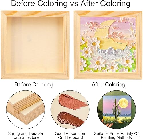 Miniatura 4 de Paquete de 2 paneles de madera sin terminar de 12 x 12 pulgadas, paneles de lona de madera para proyectos de pintura, dibujo y manualidades