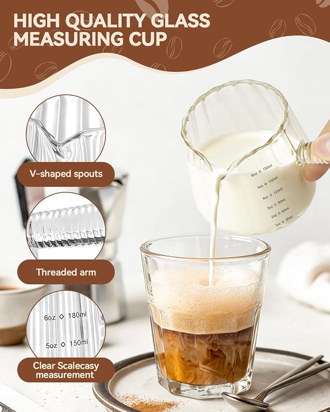 Vaso medidor vidrio 180 ml con asa y pico miniatura 5