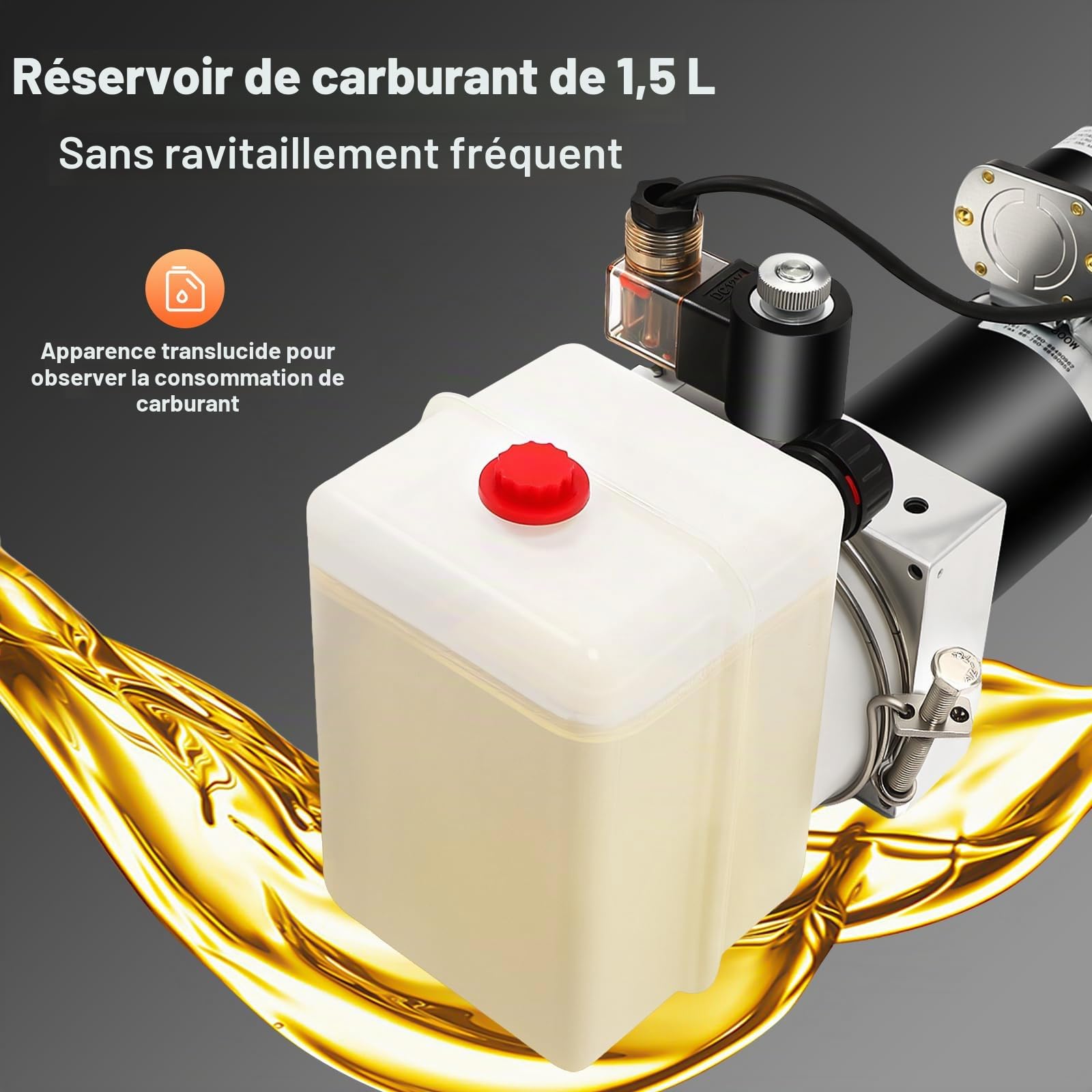 Pompe Hydraulique 12V, Groupe Hydraulique 800W Simple Effet, Unité Puissance Électrique avec Télécommande 4,5m pour Remorque Benne Basculante, Moteur Cuivre 2850tr/min, 18Mpa, 1.5L