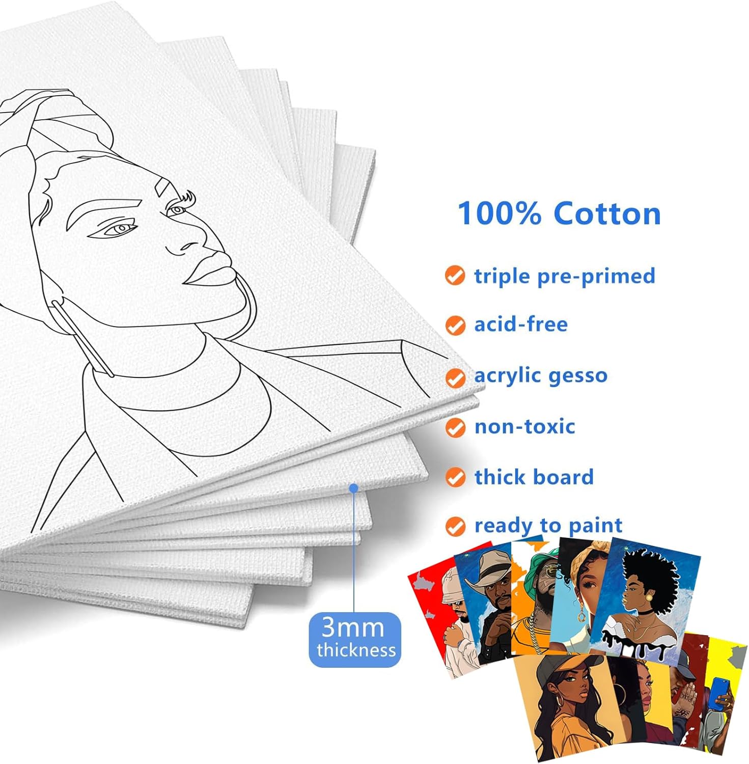 10 Pack Pre Drawn Canvas Boards for Painting for Adults, for Paint Party Favors,Beginner Favor, Paint by kit for Adults(Couple) Sip and Paint kit Date Night