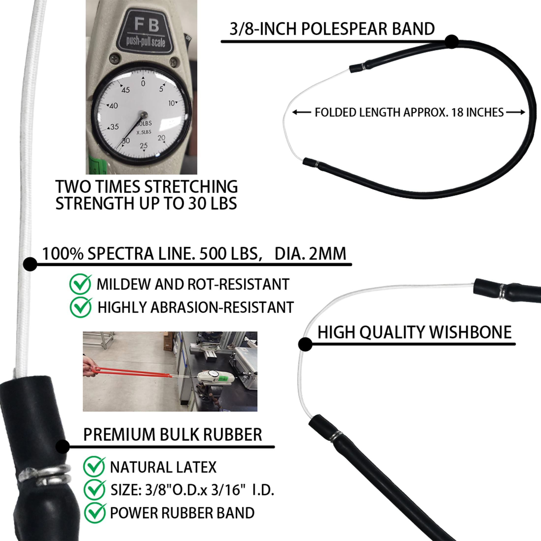 Hawaiian Sling Fishing Spear 7ft Travel Aluminum Pole Spear 3 Prong Sling Spear Fishing Equipment Snorkeling Scuba Diving Gear Polespears Harpoon for Fishing Kayak, Spearfishing, Freediving