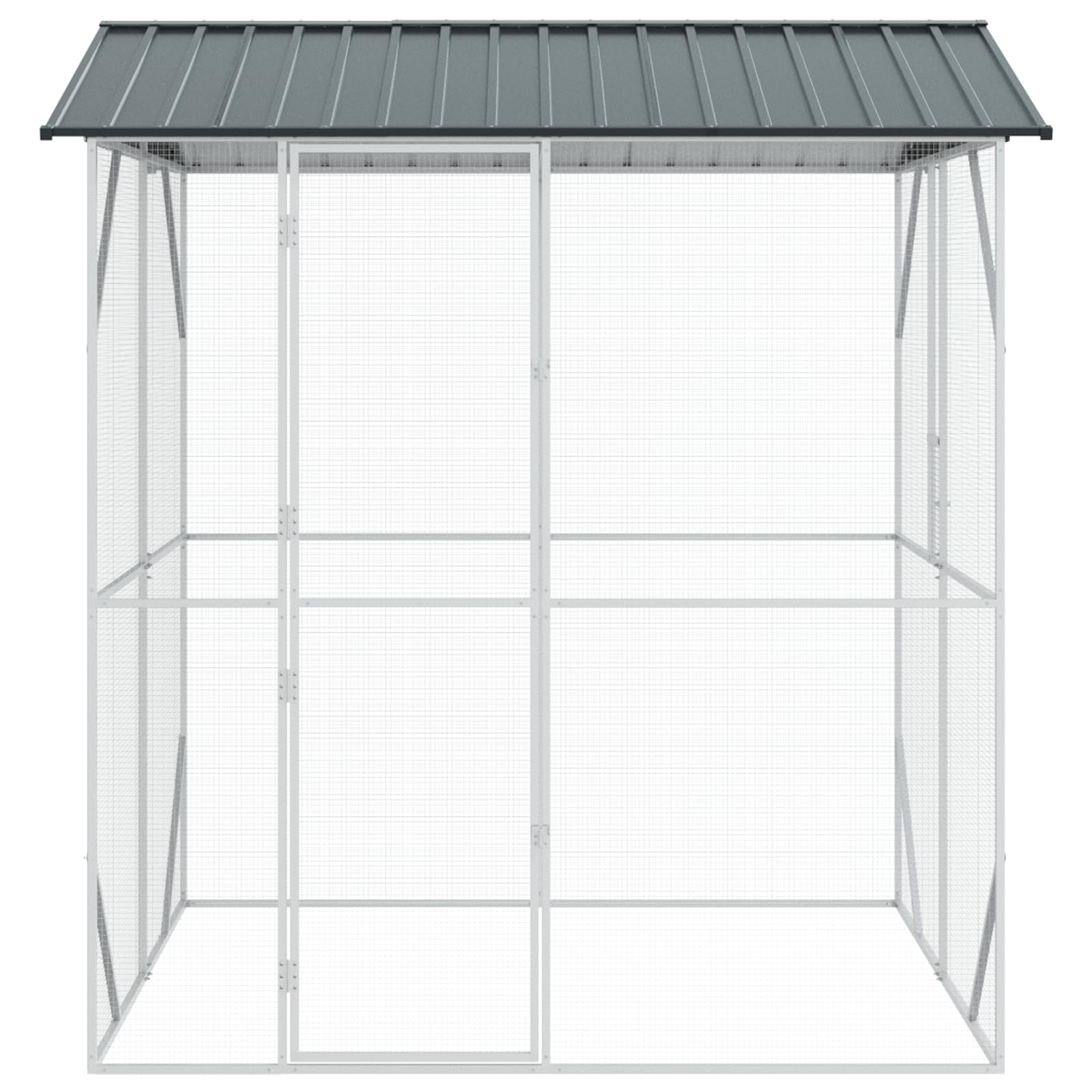 SKM Voliere Anthrazit 210x227x247 cm Stahl,Tier- & Haustierbedarf,Haustierbedarf,Vogelbedarf,Vogelkäfige & -ständer,Grau,62.8KG,3325152