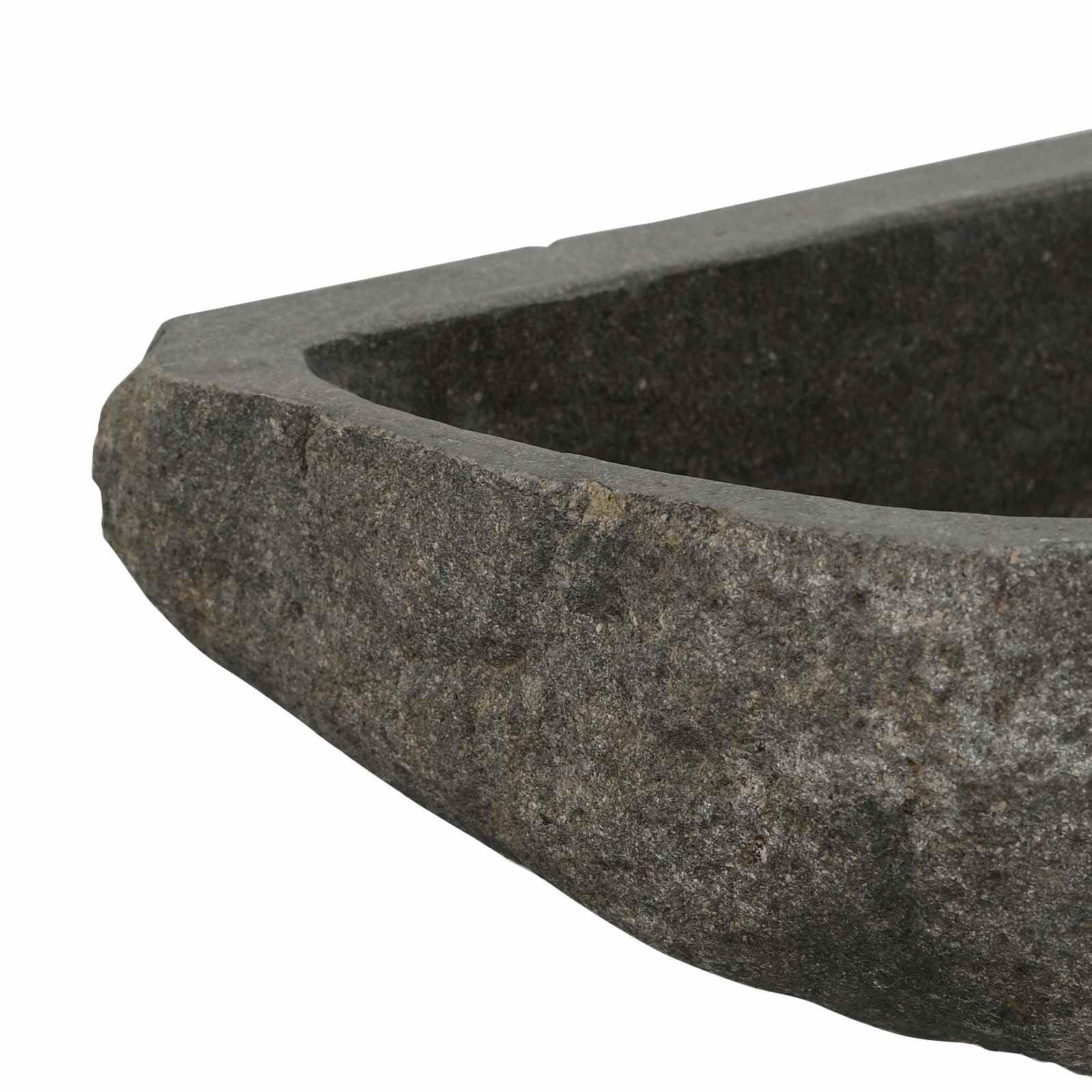 Lavabo grigio in pietra di fiume, 37 x 37 x 12 cm, da appendere alla parete, per bagno e WC degli ospiti, lavandino angolare per ristrutturazione e ristrutturazione del bagno