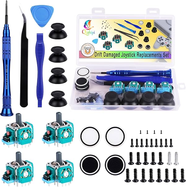 Qishiyi Kit de reemplazo de joystick analógico 3D de 4 piezas para control PS5, kit de herramientas de reparación con destornillador para control inalámbrico DualSense de PlayStation 5, 22 de junio de 2025, por Qishiyi