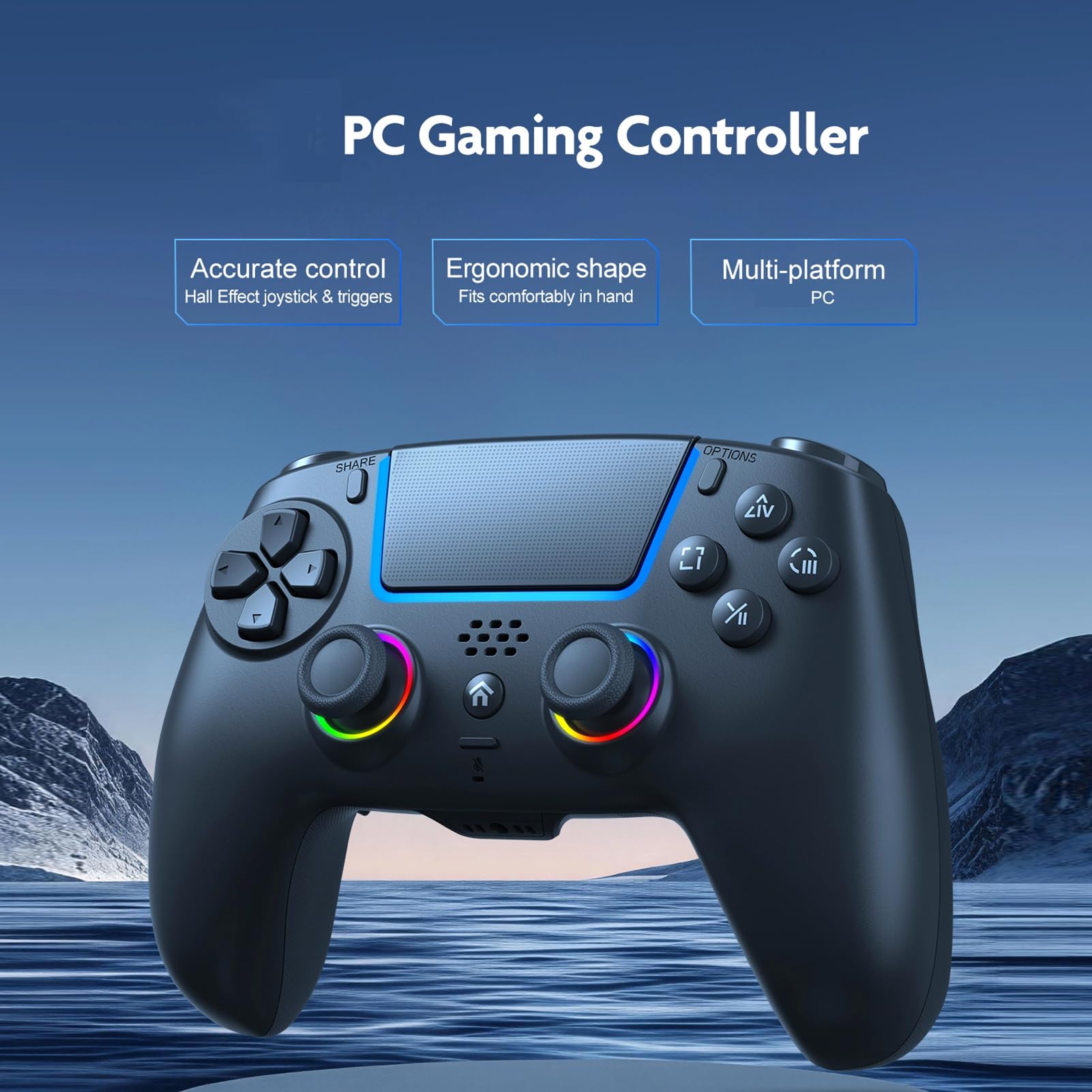 Controller da Gioco con Controllo del Movimento e Illuminazione RGB per un Gioco Coinvolgente - Adatto per Utenti PC con Batteria a Lunga Durata