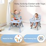 INFANS 9 in 1 High Chair, Convertible Baby Highchair for Babies and Toddlers, Table and Chair Set Building Block Infant Dining Booster Seat, Kids Stool with Activity Children Play Kitchen (Blue)