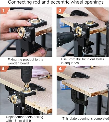 Miniatura 2 de Kit de taladro de clavija 3 en 1, juego de guía de taladro de clavija para carpintería con pasadores de orificio de 8100.591 in, plantilla de