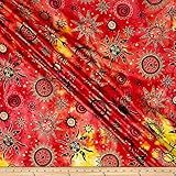 Indian Batik Odyssey Gold Sun Fuchsia Multi Fabric By The Yard