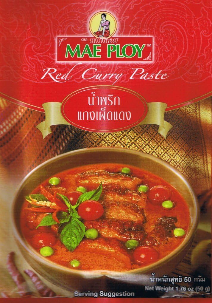 Mae Ploy Red Curry Paste Pack 50g. Thailand Curry Sauces Grocery & Gourmet Food