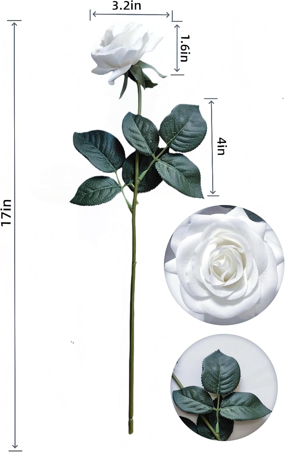 LINFEI Artificial Rose, 12PSC, Touch Artificial Flower Bouquet, Suitable for Various Parties, Weddings DIY and Home Decoration Bouquets, White