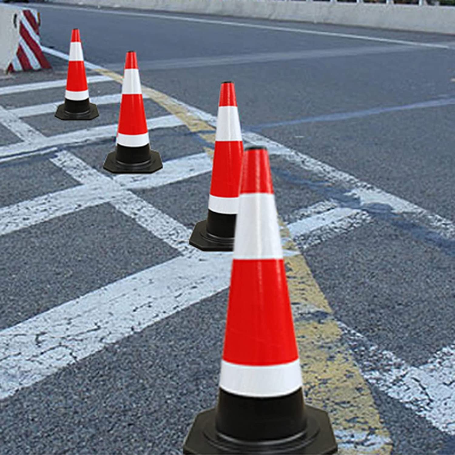 Conos de Seguridad Vial con Collares Reflectantes,Conos de construcción de Goma con Anillo de Mano | Conos de tráfico de múltiples Funciones for Barrera de Control de Acceso