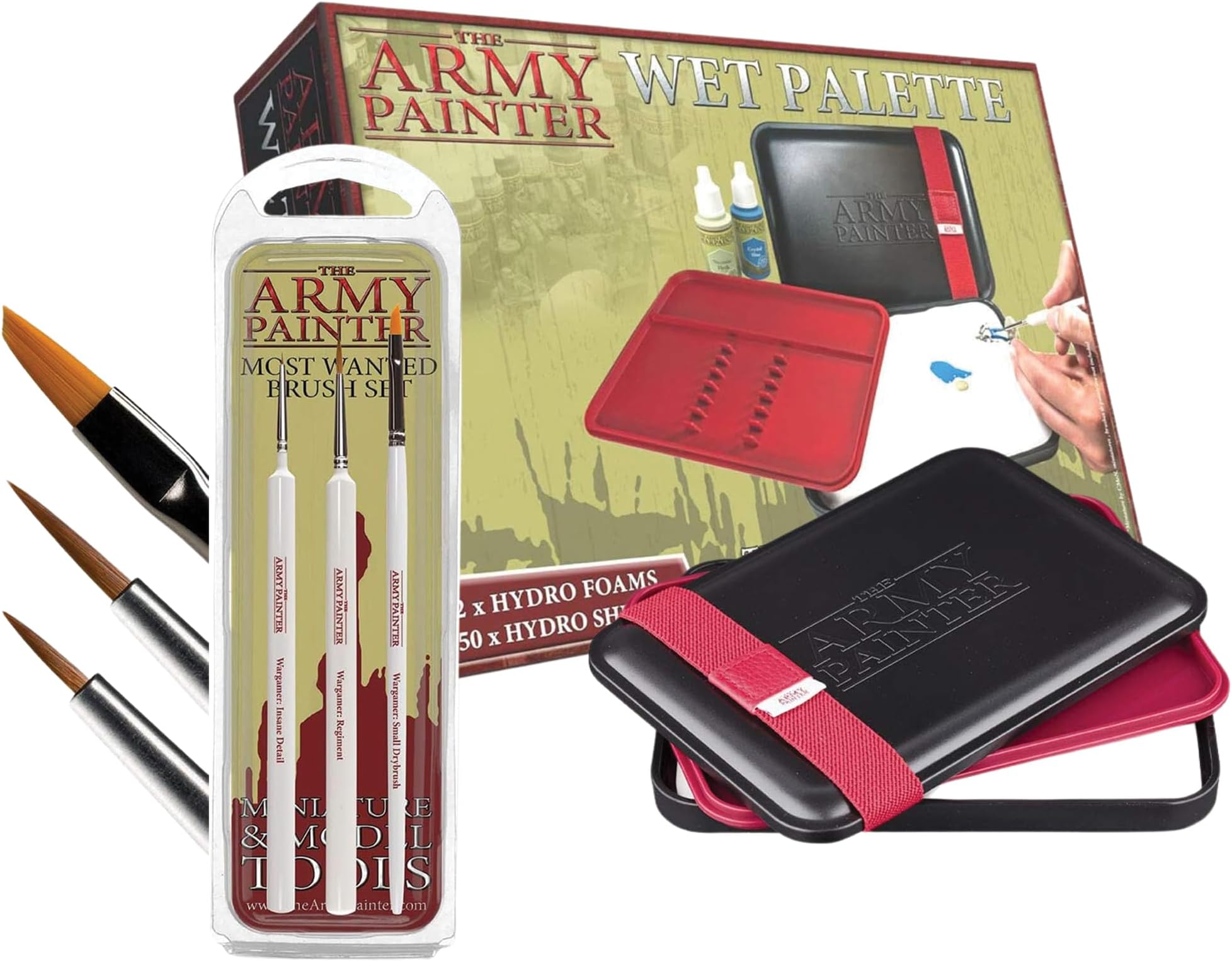 The Army Painter Most Wanted Brush Set & Hydropack Bundle Stay Wet Palette for
