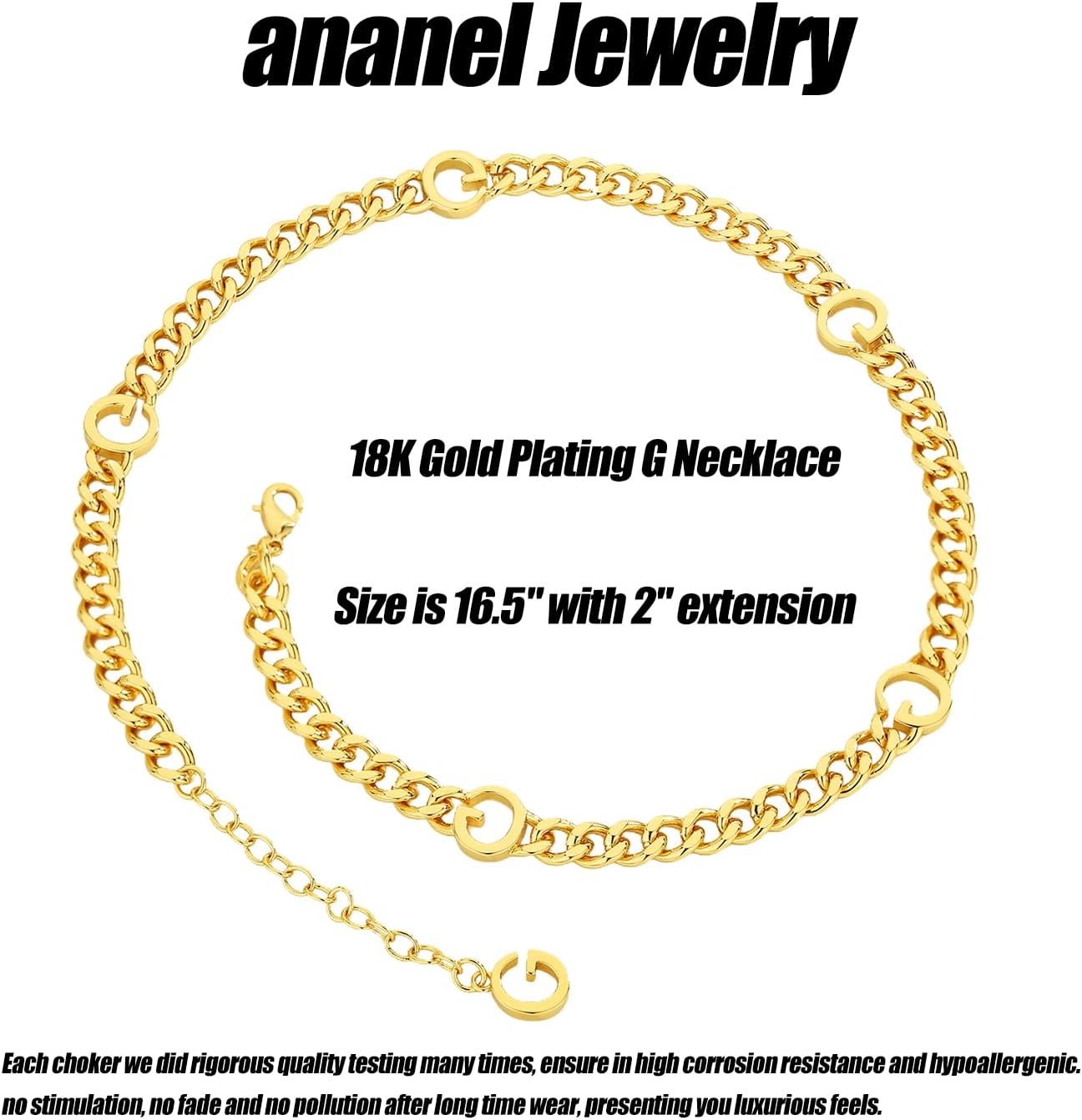 Classic 18K Gold Letter G Necklace – Stylish Luxury Cuban Chain Choker – Elegant Jewelry Gift for Women & Teens - Image 3