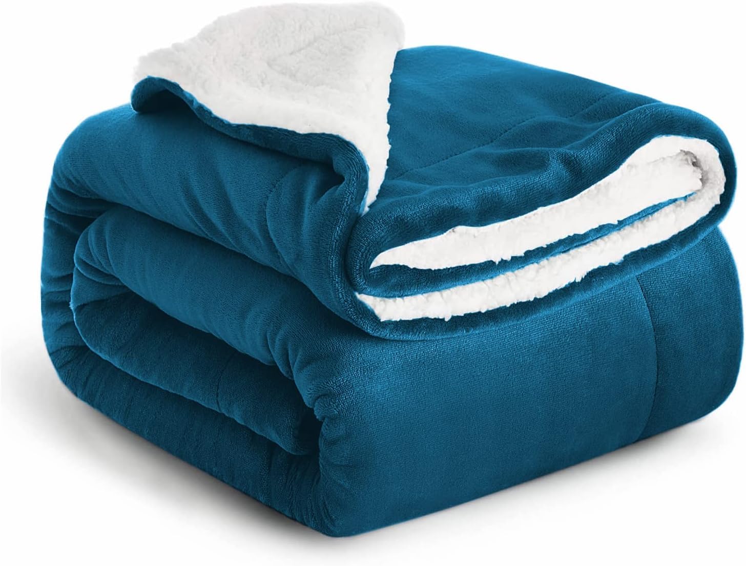 Sherpa Fleece Blanket Bed Throws Blankets For Sofas Soft Fluffy Thick Blanket Reversible Microfiber Throw (Teal, Single/Throw (130 x 150 Cm))