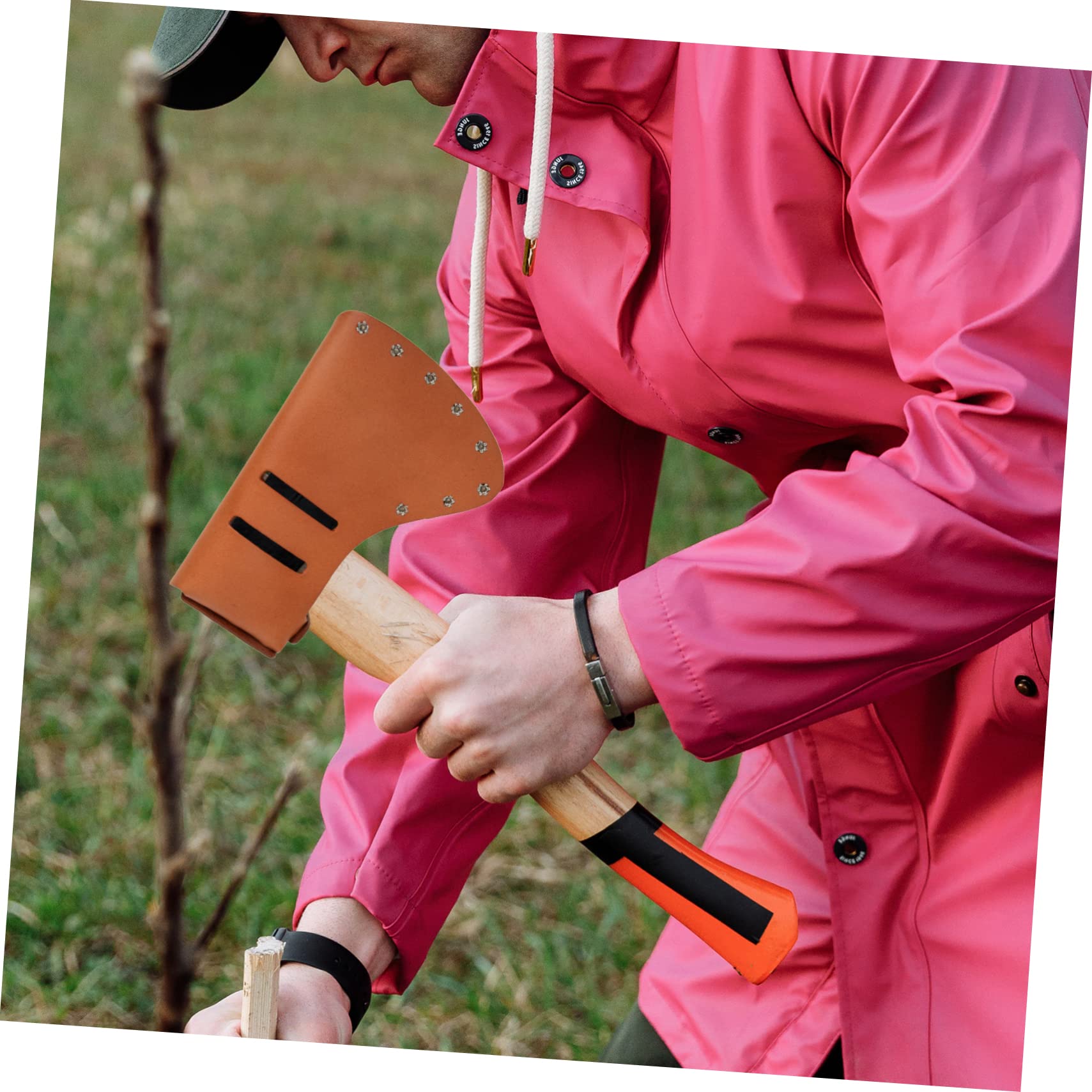 BESTonZON Axe Head Case Cattlehide Hatchet Cover Protective Sleeve for Pack Axe for Hiking Outdoor Activities