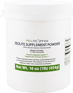 Heiltropfen Zeolite Powder | Dietary Supplement 1 Pound - 454 g | Detox | Clinoptilolite 94+-3% | Activated | Natural Mineral Dust | Ultra FINE Less-Than 2 m