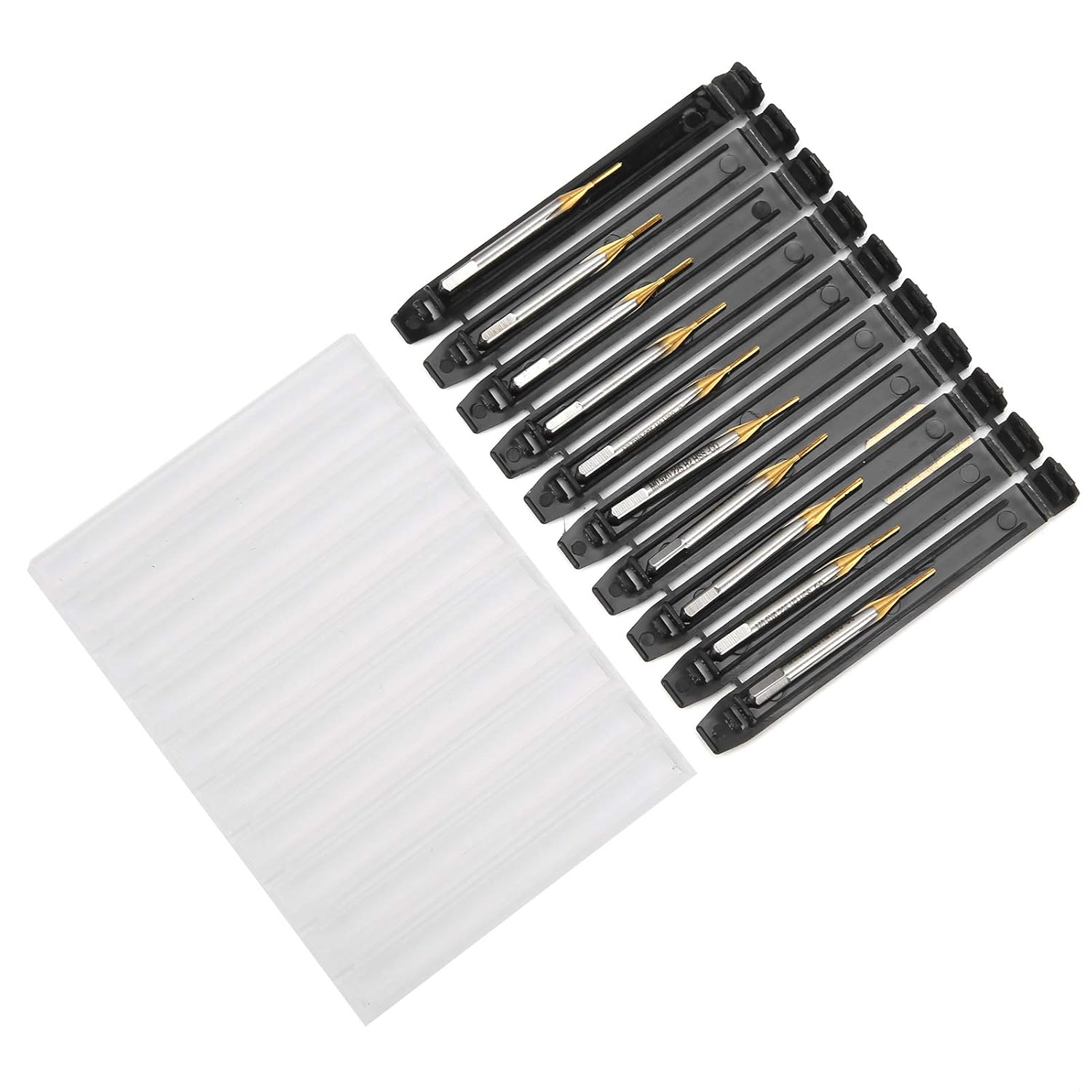 M0.9x0.225 S Tap, HSS Drill Bits Set, 10pcs Speed Steel Thread Taps for Repair, Macry rni Assembly, with Non Slip Handle, Japanese