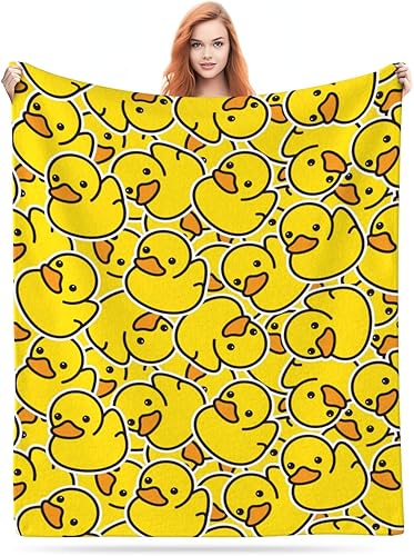 Miniatura 8 de Manta amarilla bonita de dibujos animados de patos, mantas suaves de franela, manta acogedora y ligera de felpa para niños, niñas, mujeres, hombres,