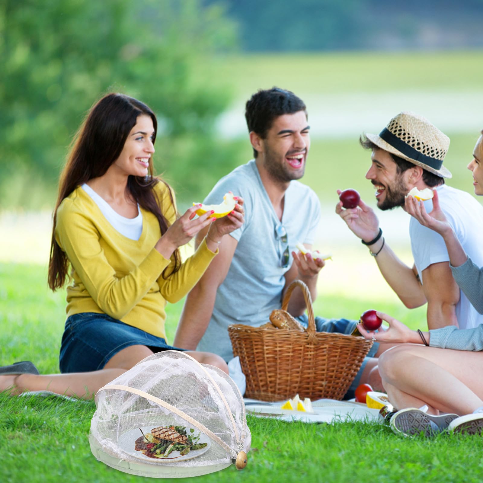 Gatuida Cestino per Essiccazione Alimenti in Bambù Rete, Superficie Liscia e Confortevole, per Snack e Antipasti, Picnic e Apparecchiatura Tavola