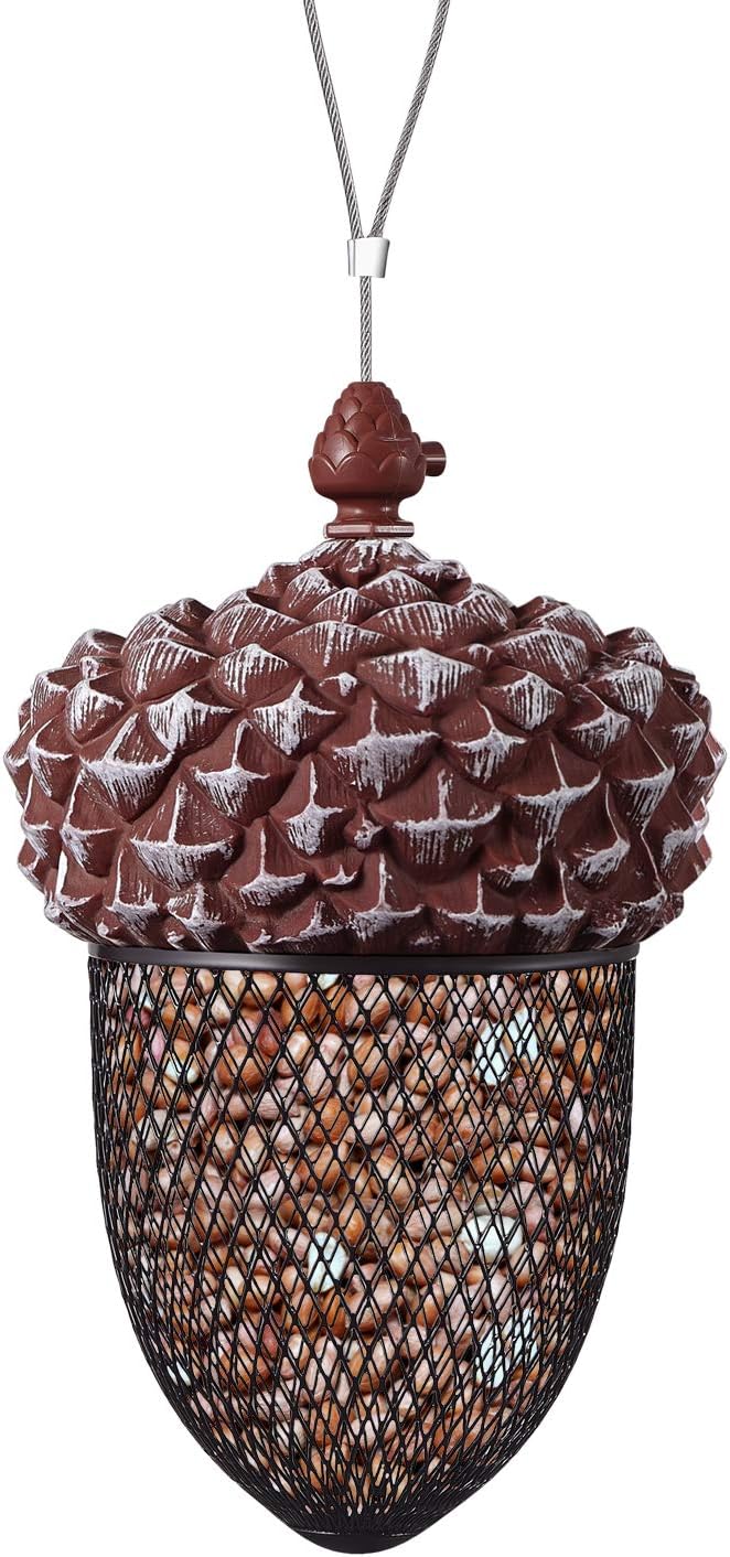 KALLAK Hanging Acon Metal Bird Feeder Outdoor Decoration, Sunflower Seed and Peanut Bird Feeder for Woodpeckers, Titmice, Nuthatches, Chickadees, Jays and More