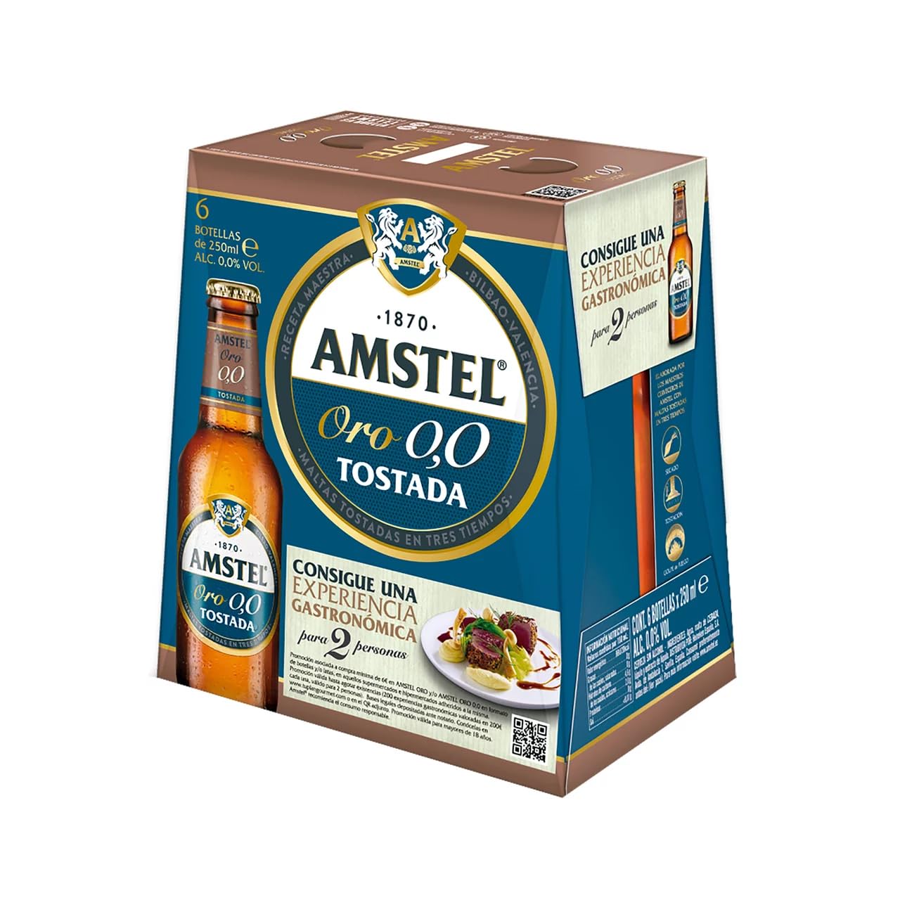 Oro Alkoholfreies Dunkles Bier 0,0% Pack mit kleinen Flaschen 6x25 cl 2er Pack