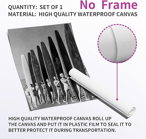 Miniatura 8 de Arte de pared de surf de moda, fotografía retro en blanco y negro, póster de surf, impresión costera, impresión vintage de surf, pósters deportivos